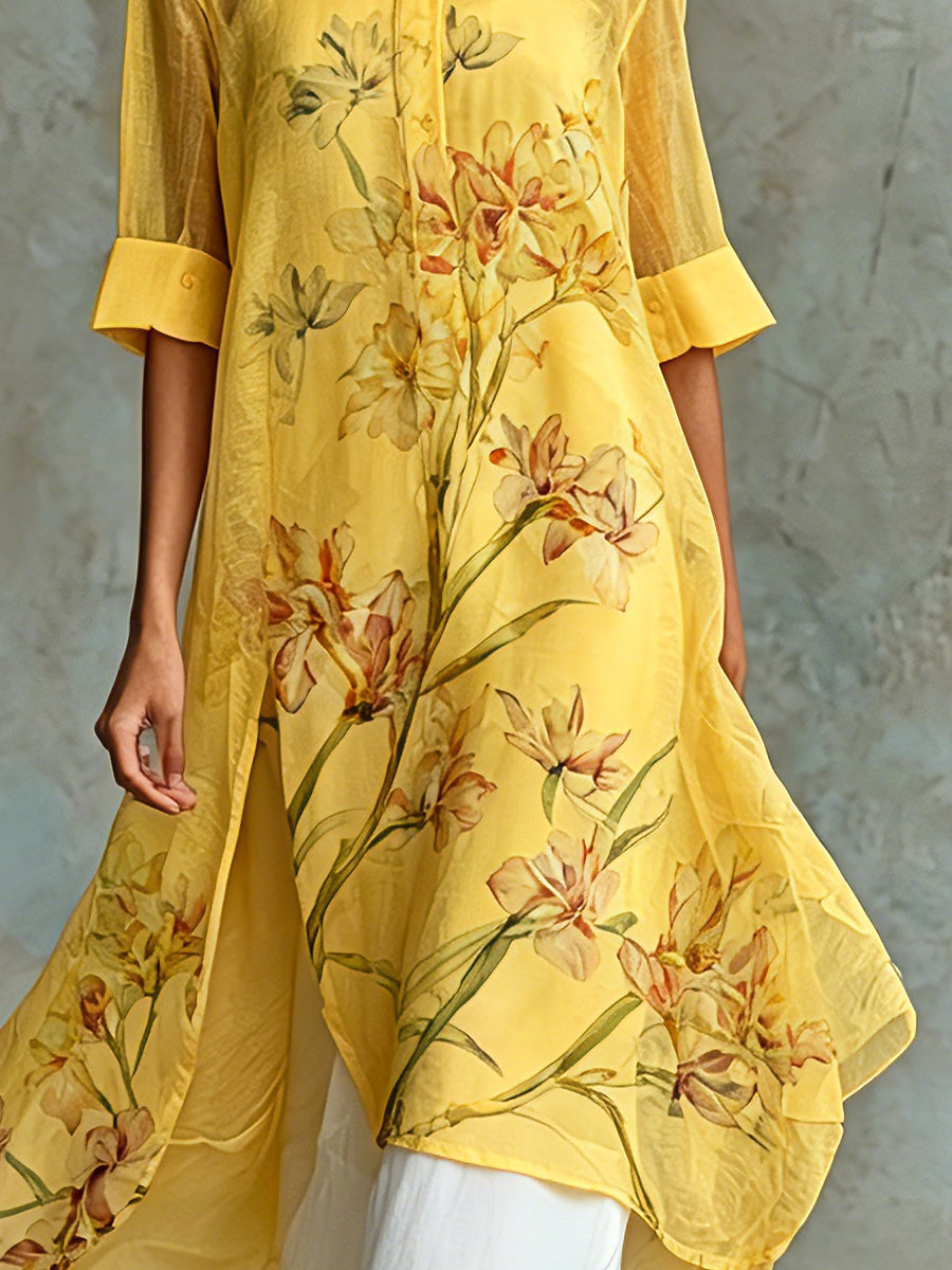 Marisol | Floral Two-Piece Midi Dress in Polyester Blend