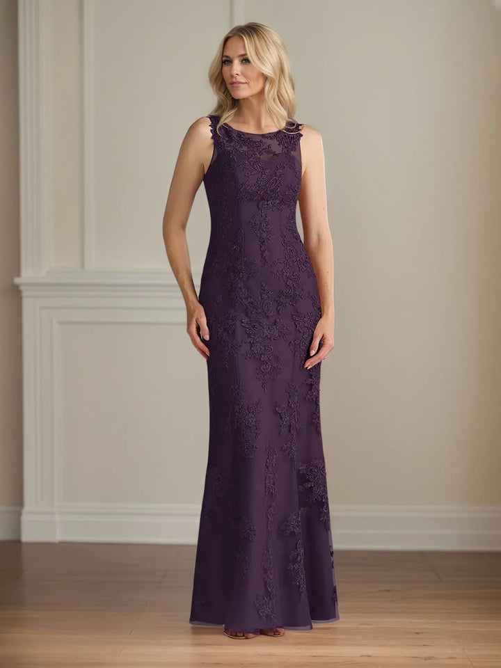 Mermaid Chiffon Floor-Length Dress with Scoop Neck and Cape Sleeves