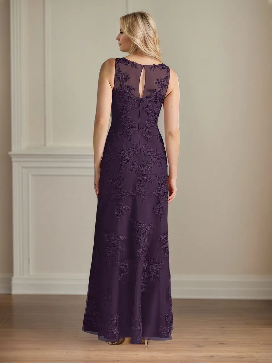 Trumpet/Mermaid Chiffon Scoop Neck Cape Sleeve Floor Length Dress