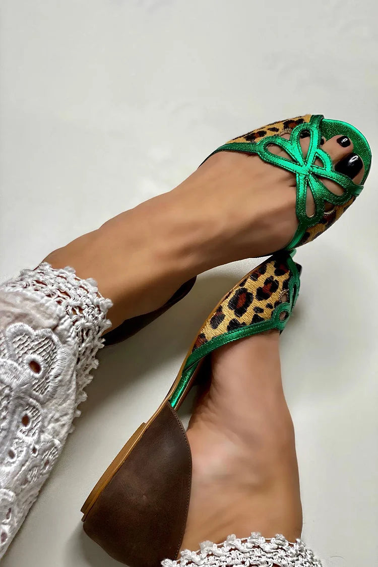 Delphine – Cut-Out Leopard-Print Sandals