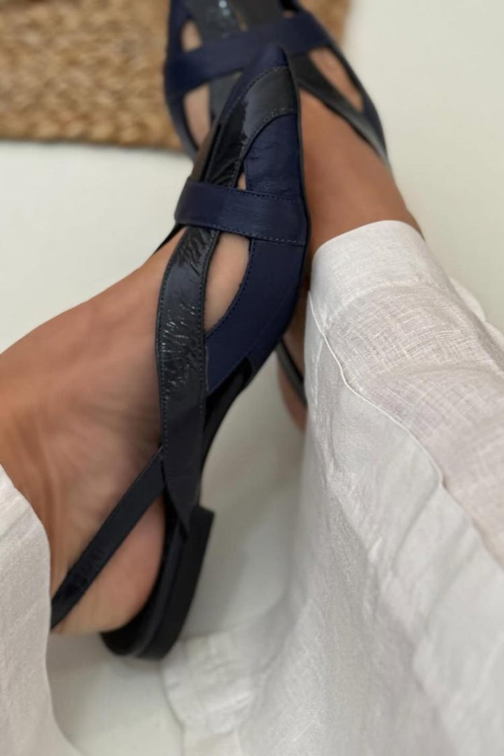 Philippa – Slingback Cut-Out Patchwork Pointed-Toe Flats