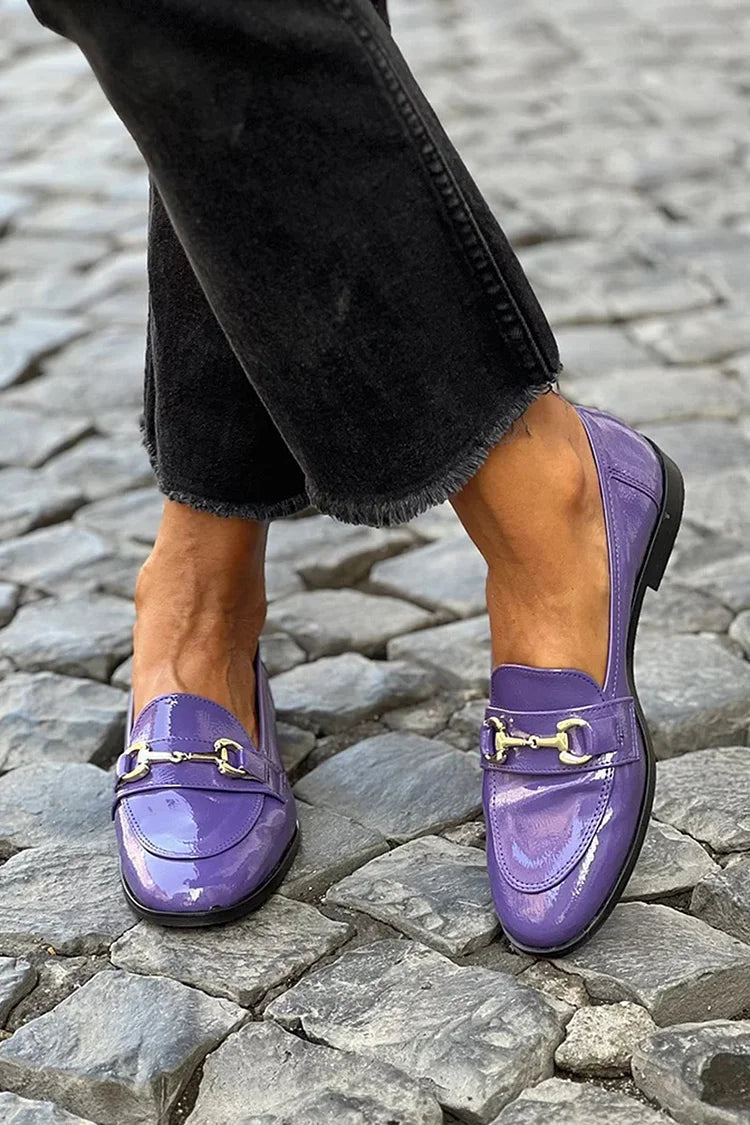 Verena – Patchwork Round-Toe Buckle Loafers