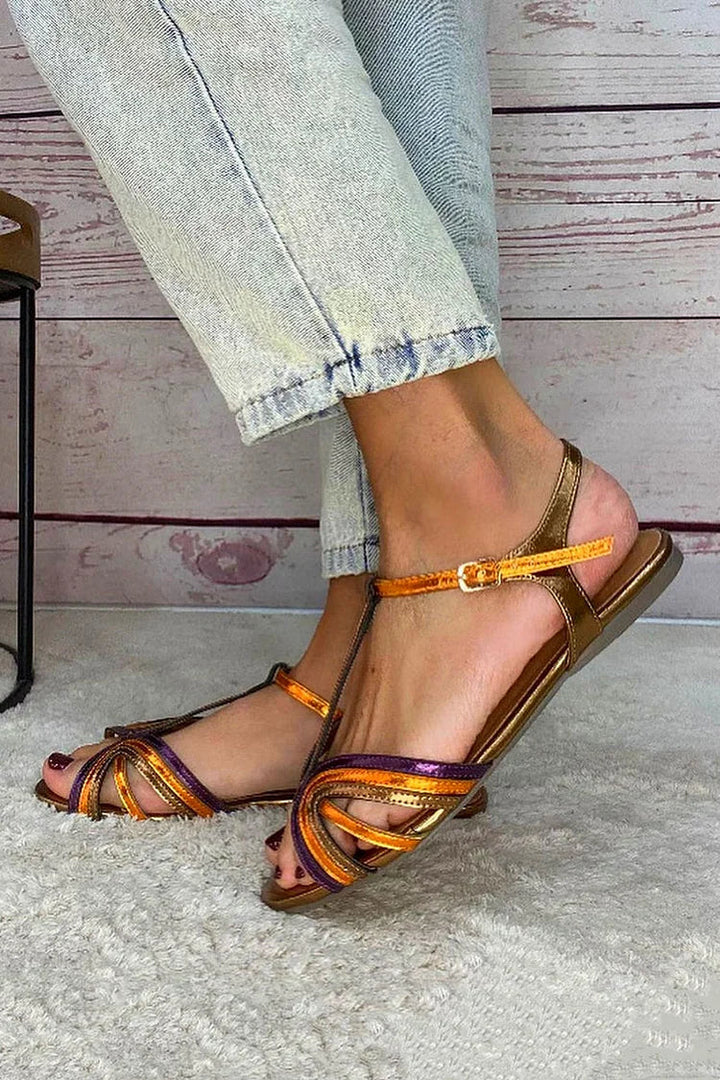 Celia | Peep-Toe Buckle T-Strap Sandals