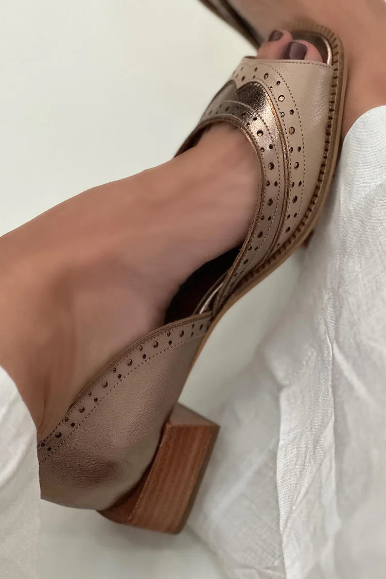 Renata – Block Slip-On Patchwork Flat Square-Toe Heels