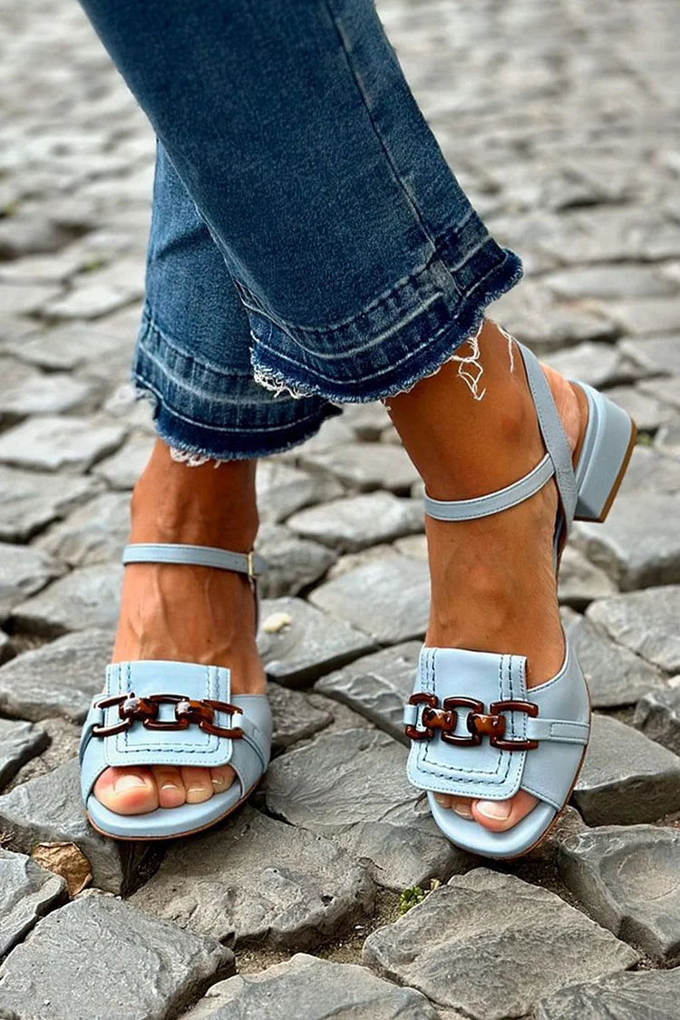 Cynthia – Low Metal Chain Topstitching Heels