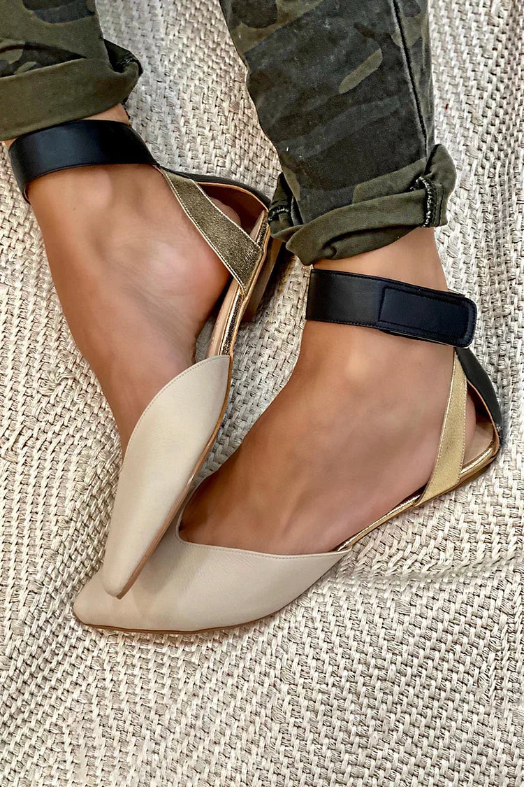 Eleanor | Cut-Out Pointed-Toe Ankle Strap Flats