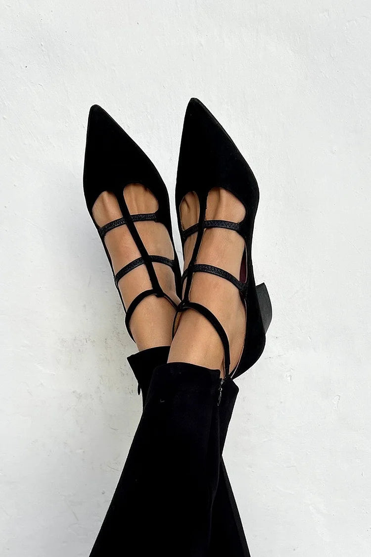 Ines – Chunky Pointed-Toe Solid Heels