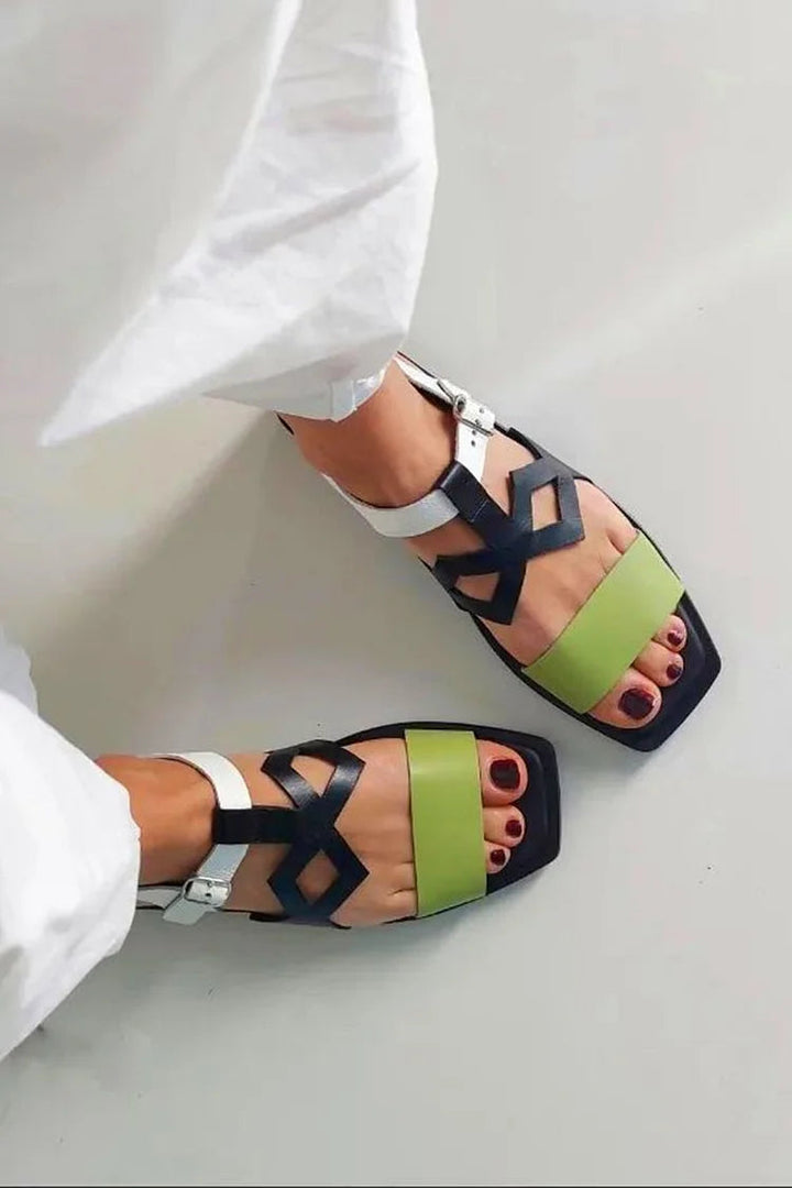 Penelope – Cut-Out Square-Toe Sandals