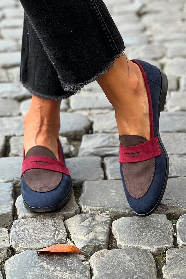 Sabina – Patchwork Round-Toe Loafers