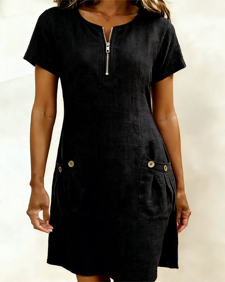 Lisa | Cotton Dress with Zipper Pocket