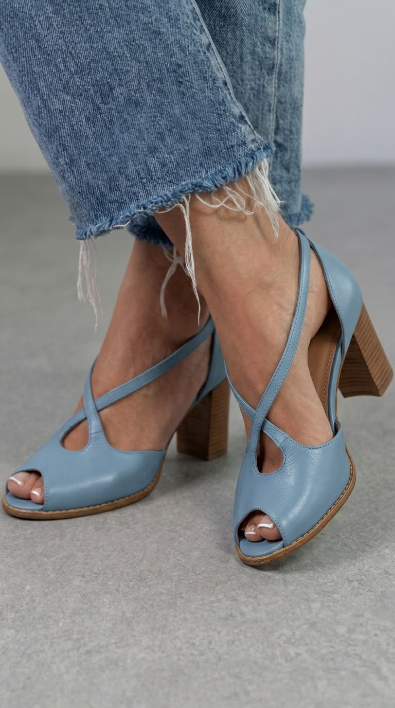 Gwendolyn | Elegant Open-Toe Crossover Strap Block Sandals