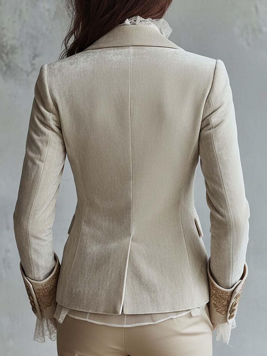 Women's Ivory Embroidered Tailored Blazer