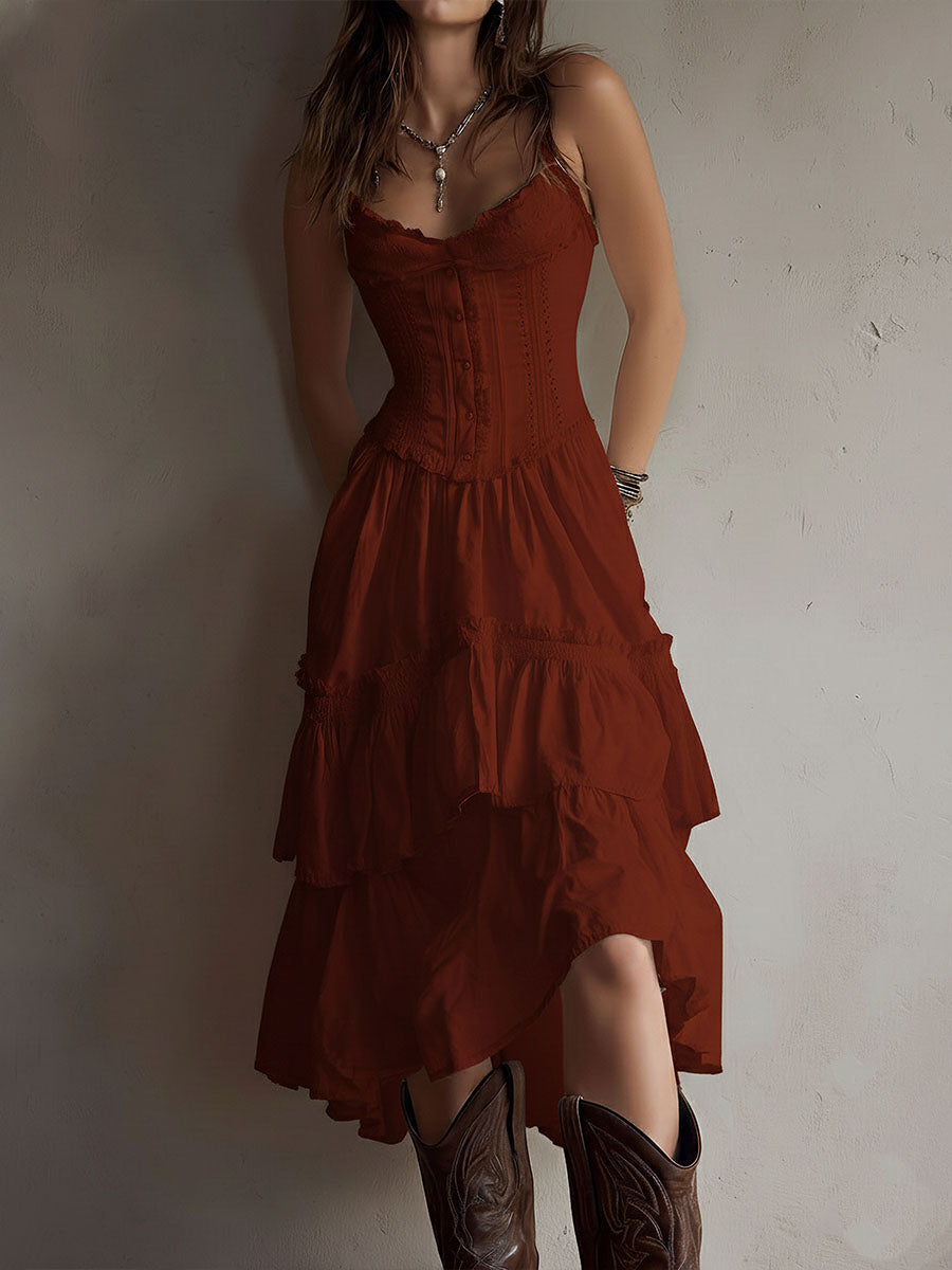 ELARA | BOHO CORSET MIDI DRESS