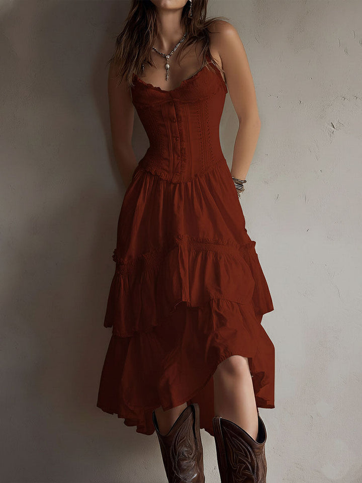 ELARA | BOHO CORSET MIDI DRESS