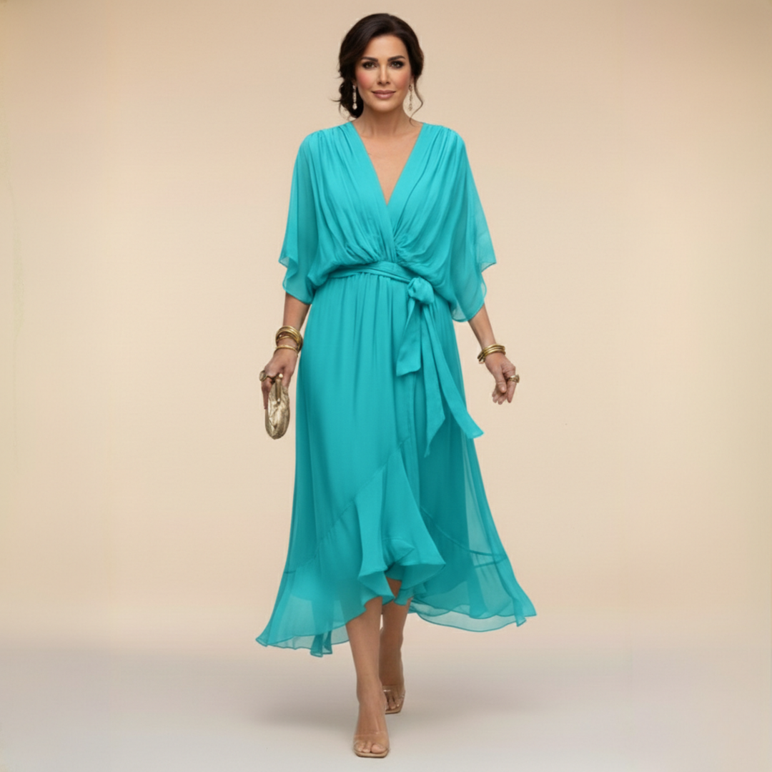 Charlotte | Chic Chiffon V-Neck Dress