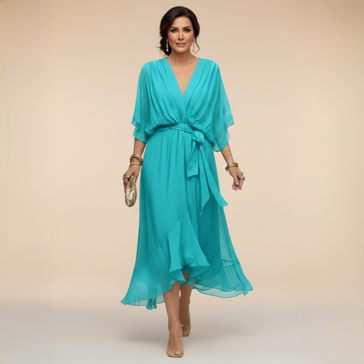 Charlotte | Chic Chiffon V-Neck Dress