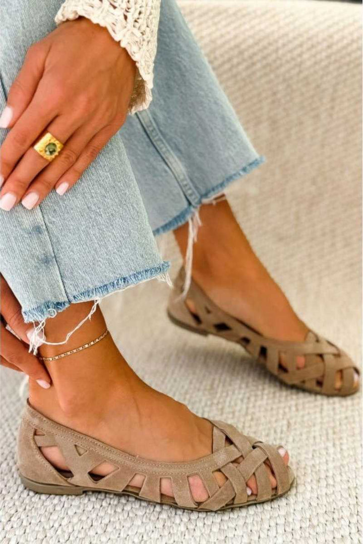 Interwoven Fabric Open-Toe Flat Sandals