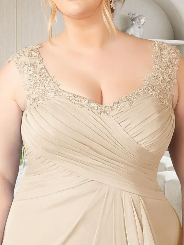 Champagne A-Line Dress with Sweetheart Neckline and Pleated Mesh Design