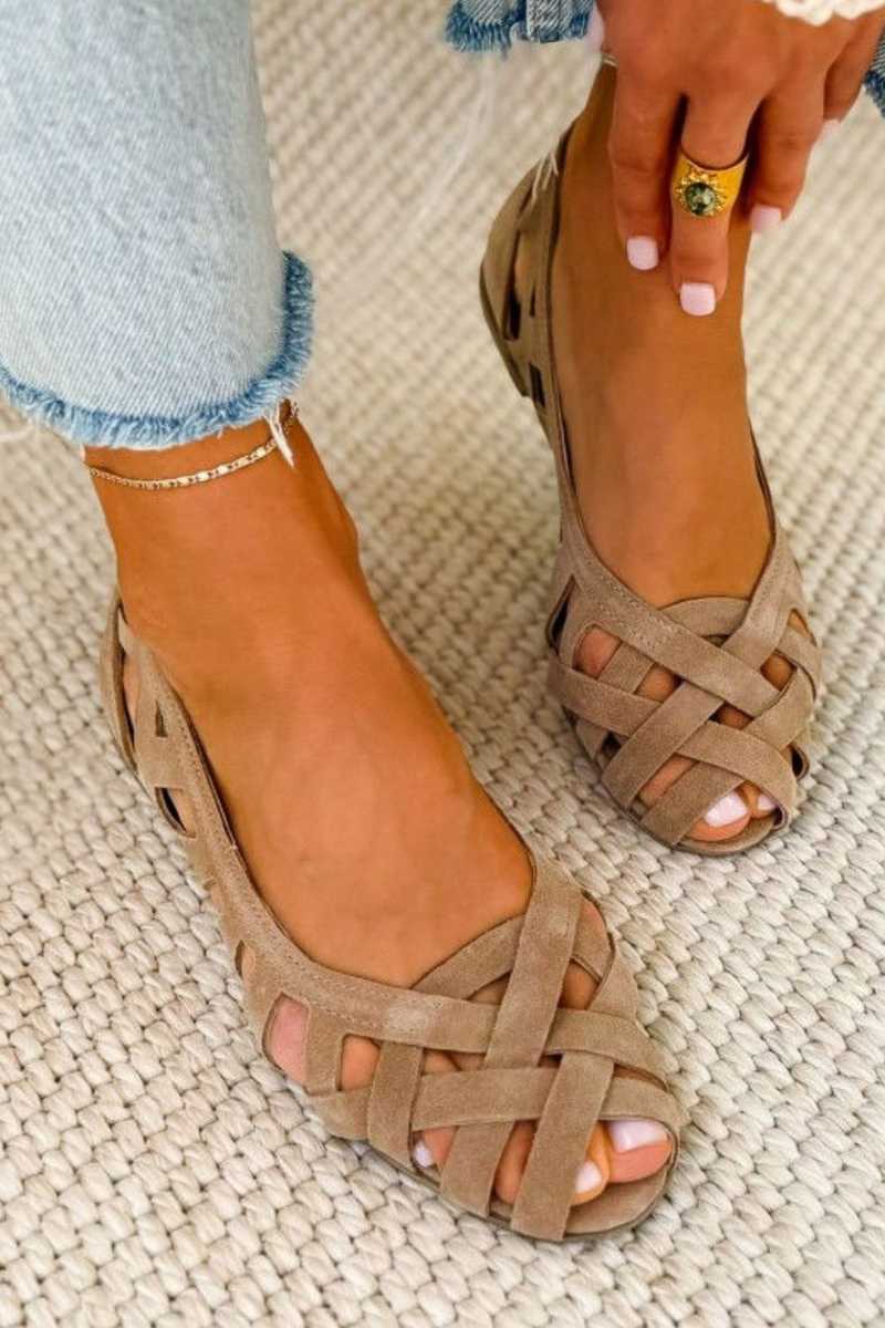 Interwoven Fabric Open-Toe Flat Sandals