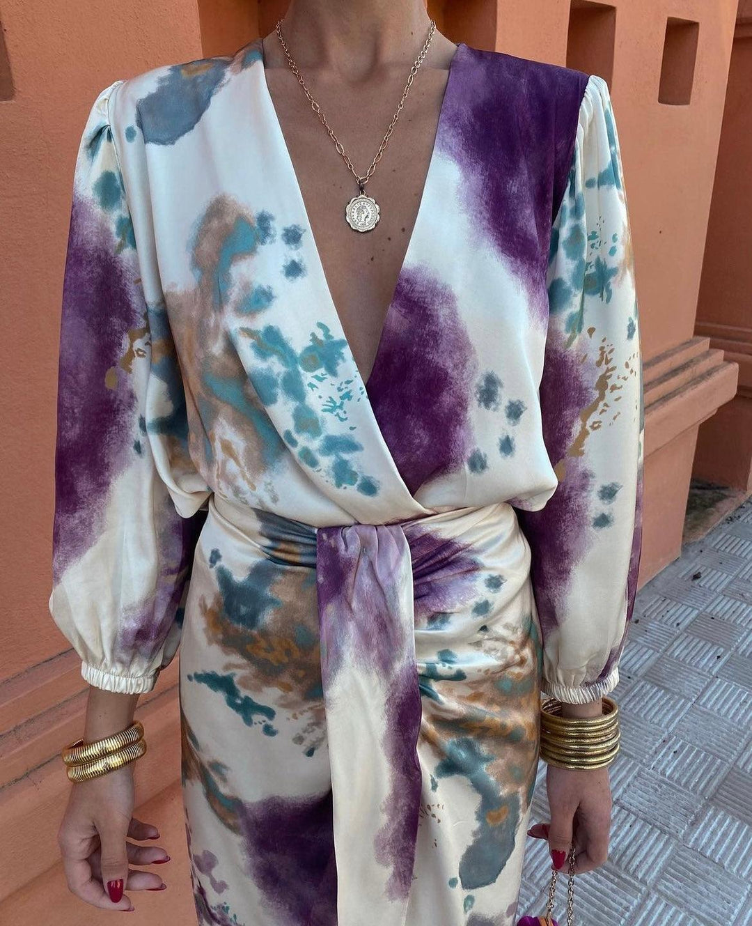 Valerie | Satin V-Neck Dress