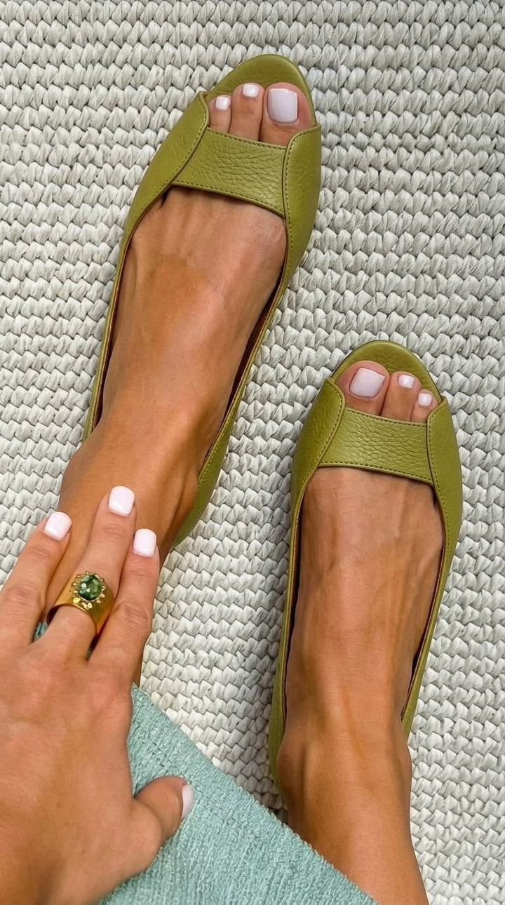 Adelaide | Open-Toe Metallic Chic Flats