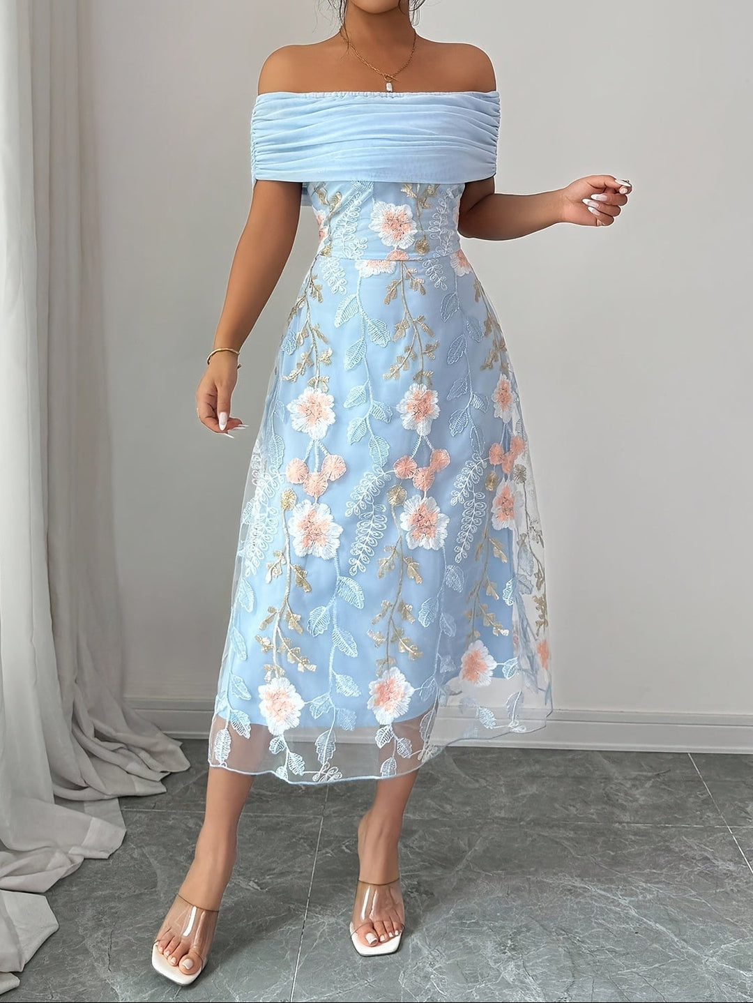 Aurelia Off-Shoulder Floral Midi Dress