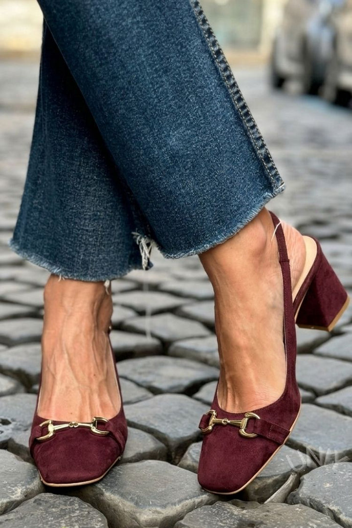 Beverly | Block Slingback Suede Heels