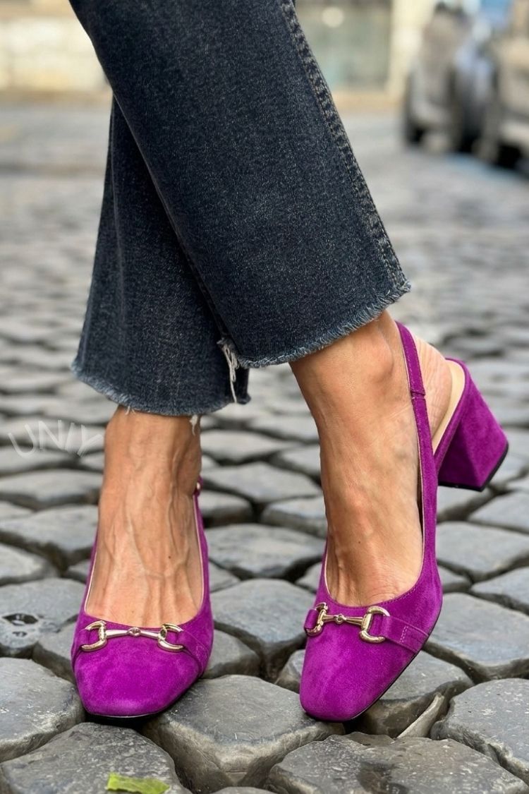 Beverly | Block Slingback Suede Heels