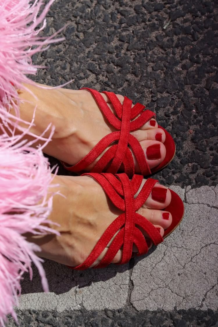 Margarethe – Suede Open-Toe Crossover Strap Sandals