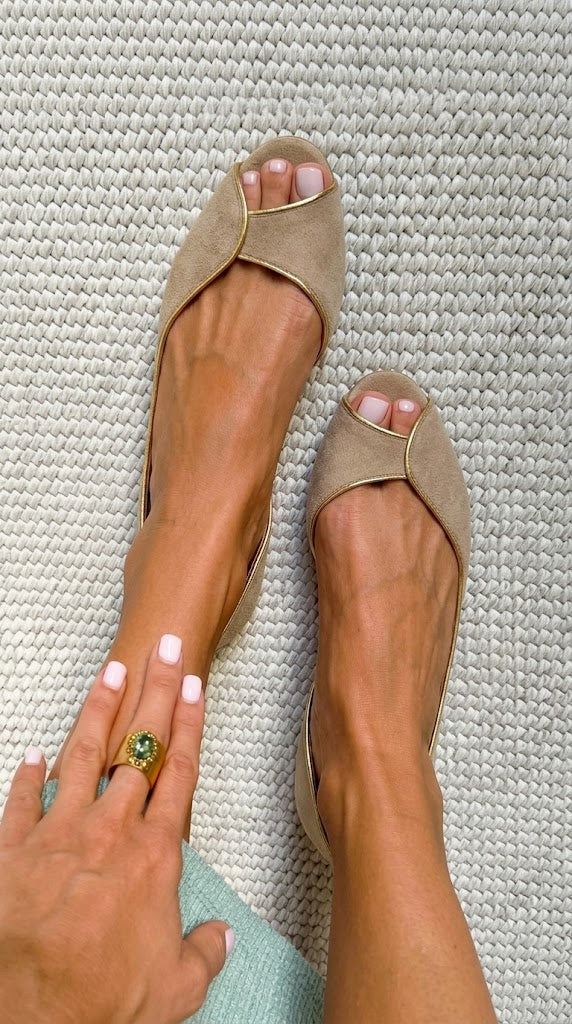 Arabella – Open-Toe d'Orsay Suede Flats