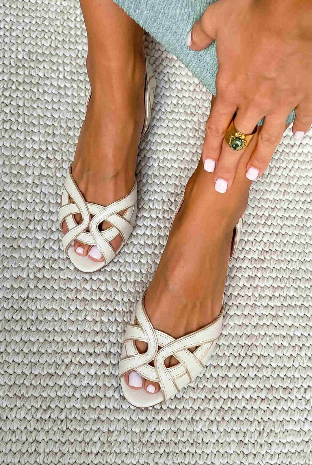Carmela – Slingback Cut-Out Peep-Toe Flat Strappy Sandals