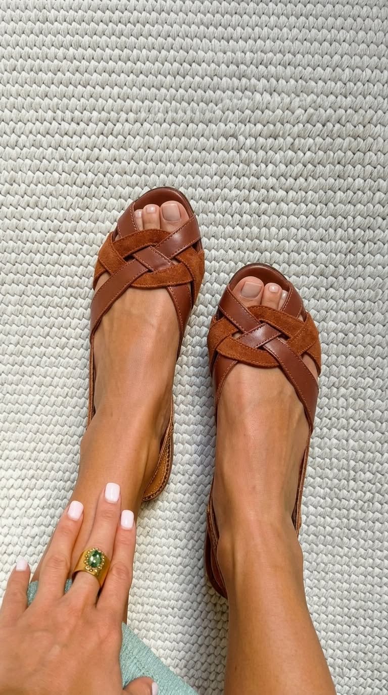 Tabitha – Slingback Flat Open-Toe Crossover Strap Sandals