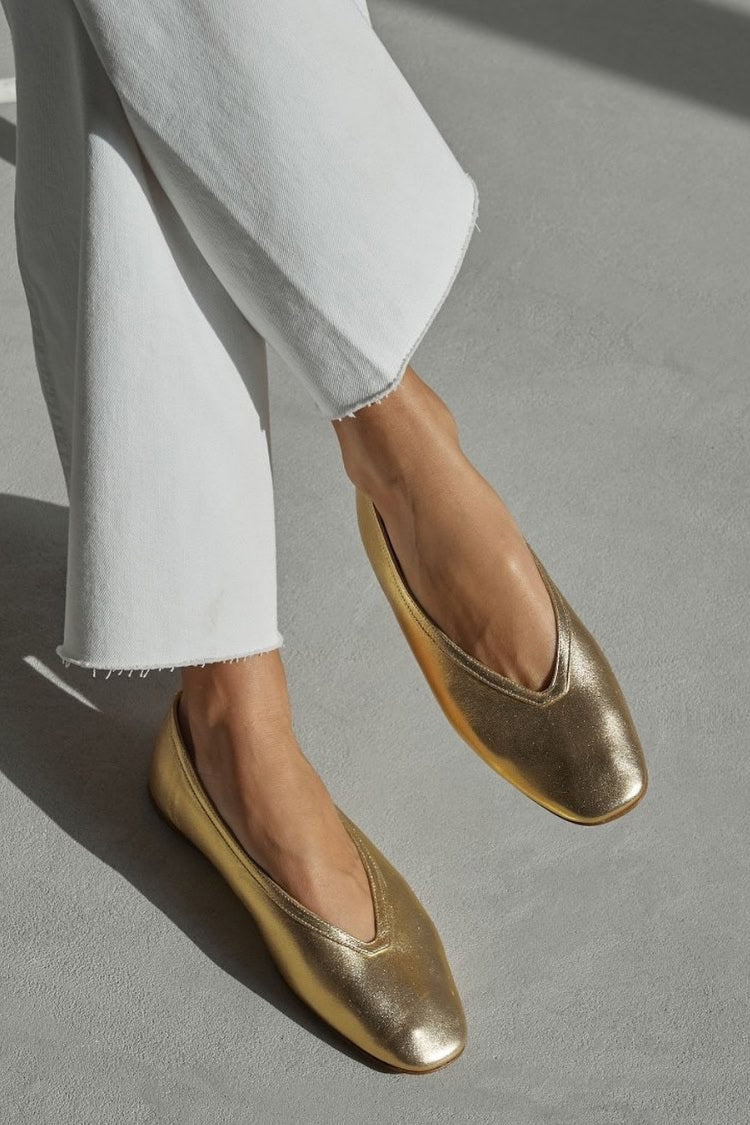 Sylvia – Slip-On Metallic Square-Toe Flats