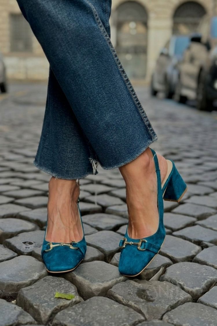 Beverly | Block Slingback Suede Heels