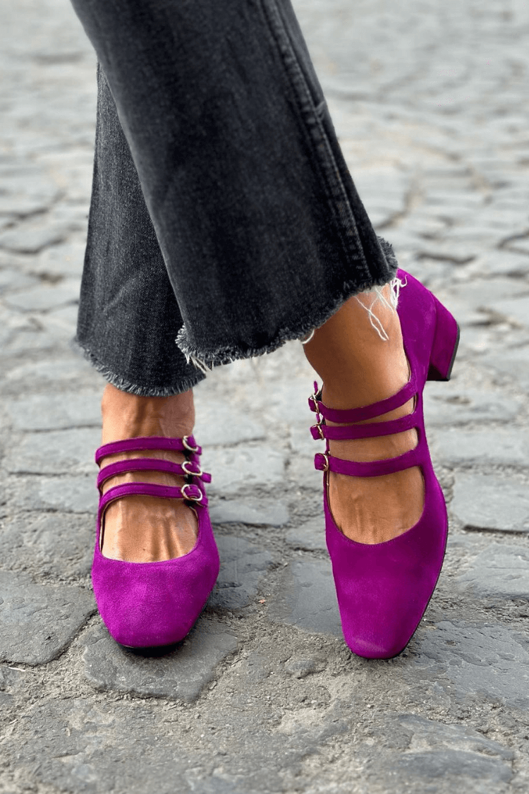 Yolanda – Chunky Square-Toe Buckle Heels