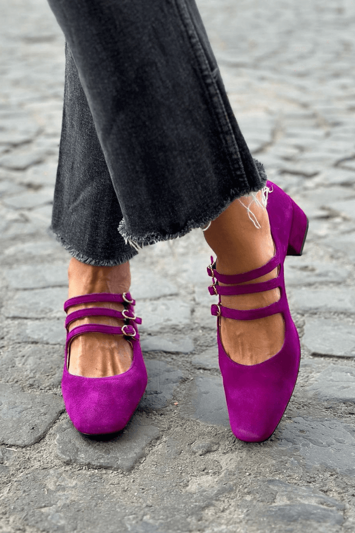 Yolanda – Chunky Square-Toe Buckle Heels