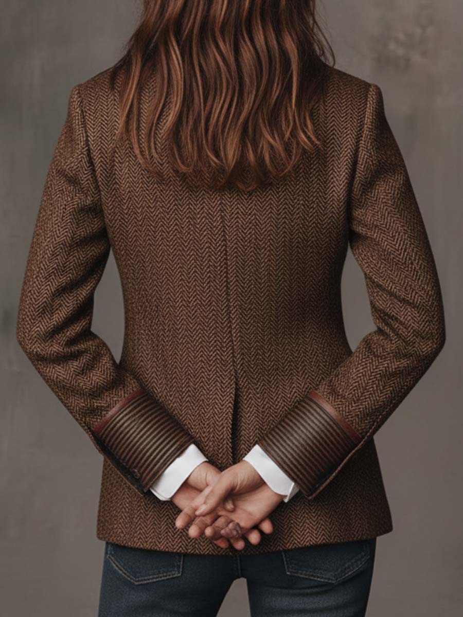 Women's Herringbone Printed Panel Blazer