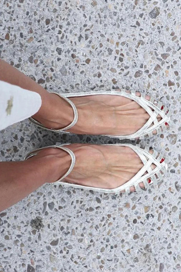 Giselle | Cut-Out Round-Toe Ankle Strap Sandals