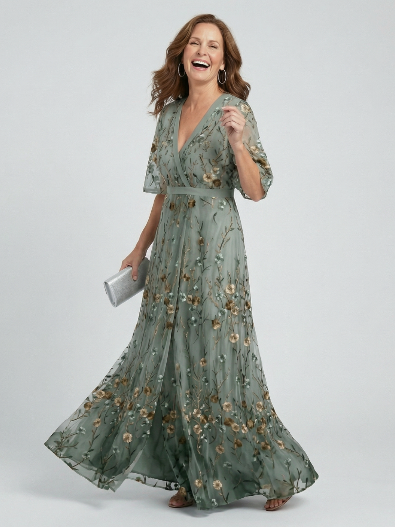 Selora | Floral Flutter Sleeve Maxi Dress