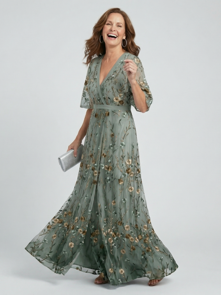 Selora | Floral Flutter Sleeve Maxi Dress