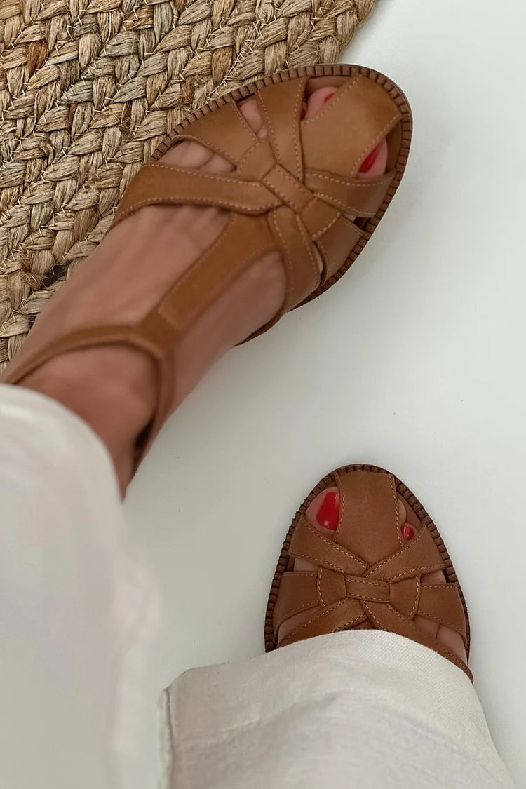 Phoebe | Chunky Cut-Out Woven Buckle T-Strap Heels