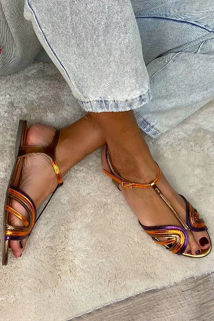 Celia | Peep-Toe Buckle T-Strap Sandals