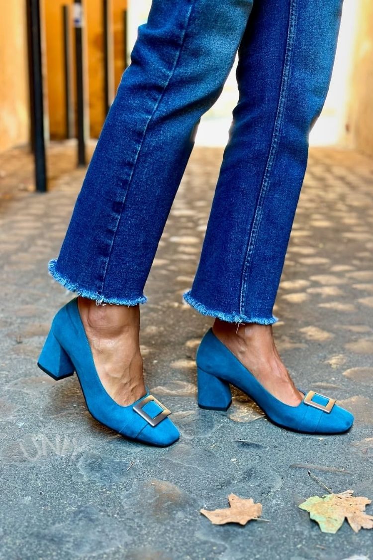 Juliette | Chunky Patchwork Square-Toe Heels