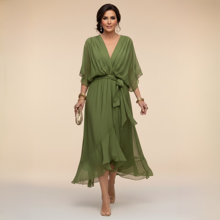 Charlotte | Chic Chiffon V-Neck Dress