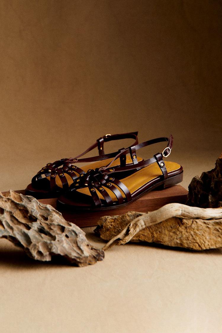 Eulalia | Cut-Out Peep-Toe Studded Metal Sandals