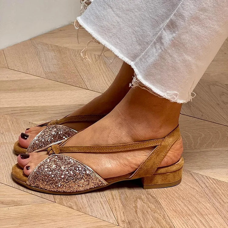 Martha | Glitter Patchwork Flat Sandals