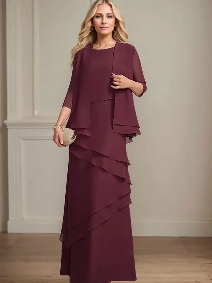 Floor-Length Chiffon Mother of the Bride Dress with Sheath Scoop Design