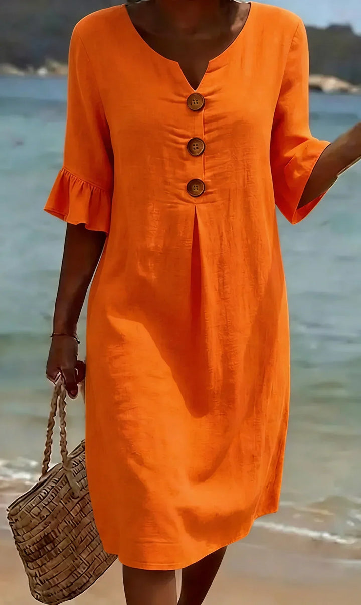 Vanesa™ | Robe Texturée à Manches Bouffantes et Boutons
