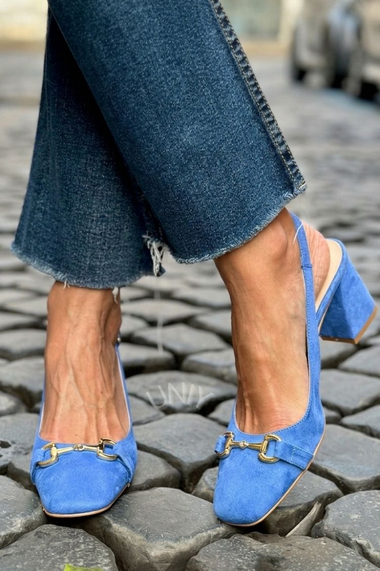 Beverly | Block Slingback Suede Heels