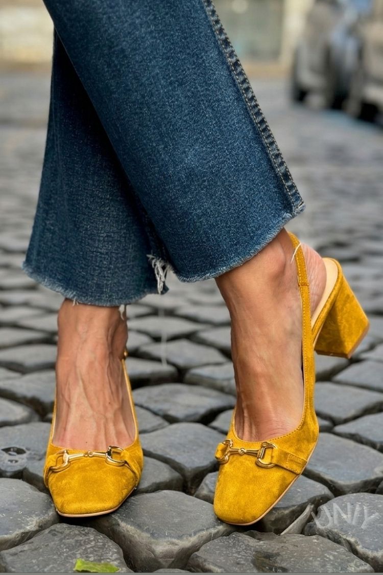 Beverly | Block Slingback Suede Heels